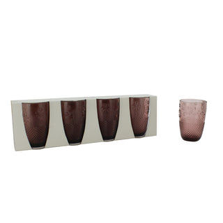 Glass Wine - Set of 4 - Purple - 8x16.5cm