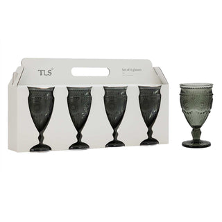 Glass Wine Sunflower - Set of 4 - Gray - 9x16.5cm