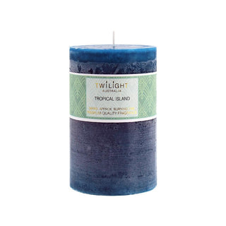 Twilight Frosted Pillar Candle -Tropical Island - 8.8x14cm