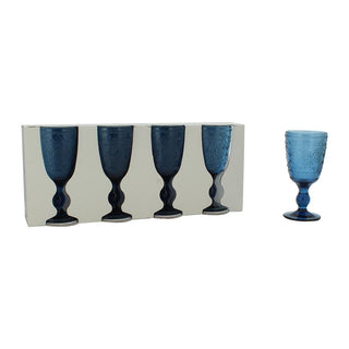 Glass Wine - Set of 4 - Blue - 8x16.5cm