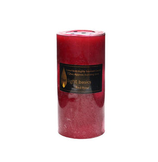 Basic pillar candle Red Rose scented 7 x 15cm smooth classic finish  All Seasons Homeware.