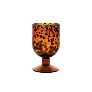 Glass Wine Black Dot Amber - 13.8x8cm