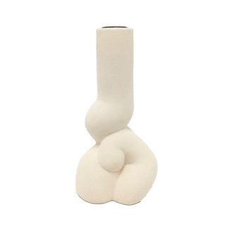Candle Holder Ceramic - Cream - 11x9x21cm