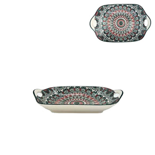 Turkish Style Plate - Green Red - 11 Inch