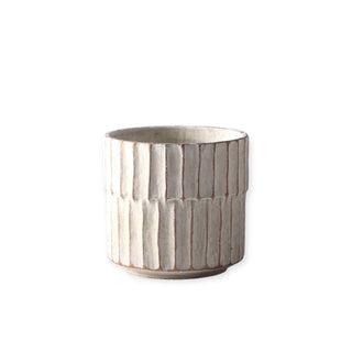 Cement Pot - Stripe Medium Size - 14x14.0x13.0cm