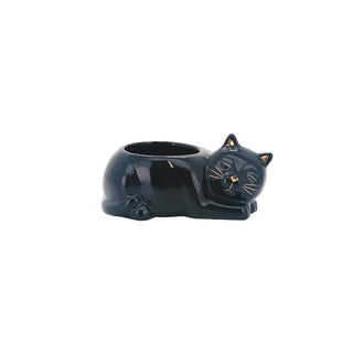 Ceramic pot cat design black 17 x 11.5 x 7.5cm decorative planter  All Seasons Homeware.