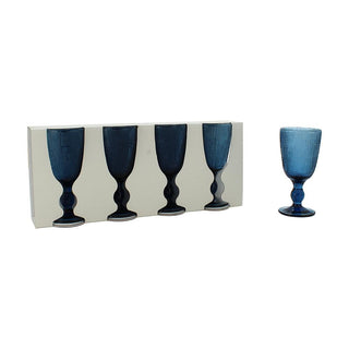 Glass Wine - Set of 4 - Blue - 8x16.5cm