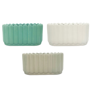 Pot - Pleat Pattern Oval - 27.7x15.3x13.5cm