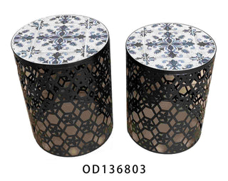 Mosaic Stools Set of 2 - 38x38x50cm