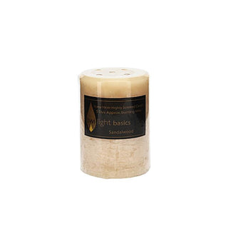 Basic pillar candle Sandalwood scented 7 x 10cm smooth classic finish  All Seasons Homeware.