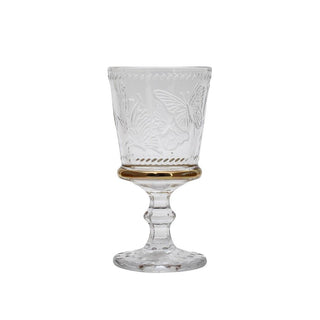 Glass Wine Butterfly with Golden Rim - 8.3x16cm