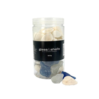 Sea Glass & Shells White & Cobalt - 600g