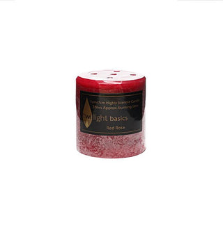 Basic pillar candle Red Rose scented 7 x 7.5cm smooth classic finish  All Seasons Homeware.