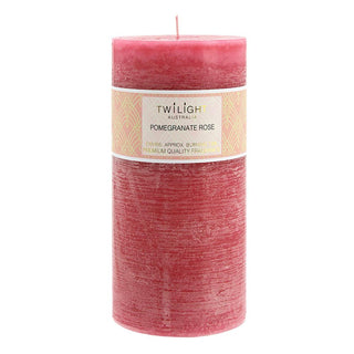 Twilight Frosted Pillar Candle - Pomegranate & Rose - 8.8x18.5cm