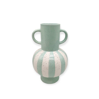 Vase with Handles - Light Blue & White Stripes - 17x17x27.2cm