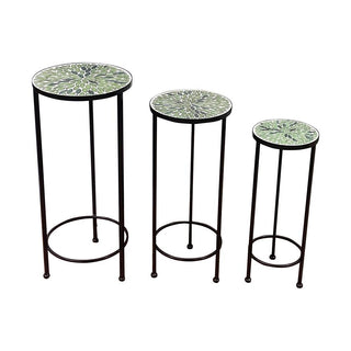 Plant Stand Round Set of 3 Metal - D30x68cm, D25x57cm, D20x51cm