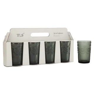 Glass Highball Sunflower - Set of 4 - Gray