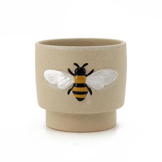 Pot - Bee Motif Beige - Large - 14.3X13.3X12cm