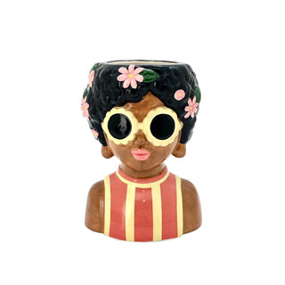 Pot - Girl with Sunglasses - 15.5x13.5x21.5cm