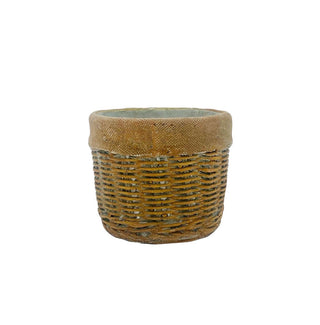 Cement Planter - Wicker Pattern Beige Small - 13x10.5cm