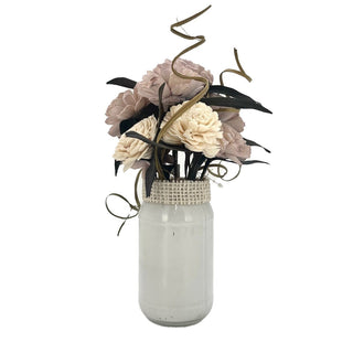 Glass Pot Flower Décor - Soft Lilac & Cream