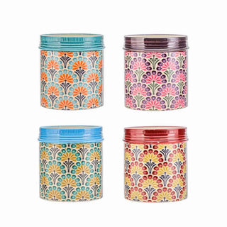 Round Pot with Flower Pattern - 10.5x11cm