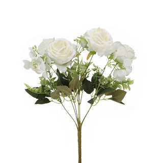 Flower Bush with Filler - White - 7x40cm