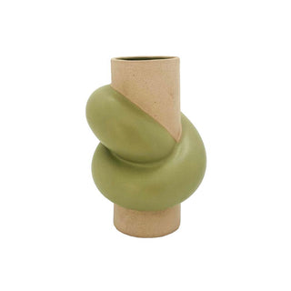 Vase Knob Tube Green - 13.1x12.9x18.3cm