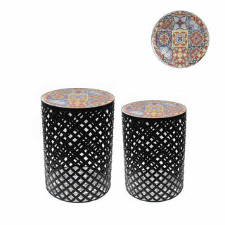 Side Table Set of 2 Metal - D38x52cm & D35x48cm