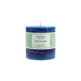 Twilight Frosted Pillar Candle - Tropical Island - 8.8x9cm