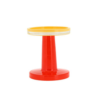 Glass Pillar Holder - Orange & Yellow - 9.9x11.7cm