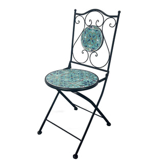 Mosaic Chair - Blue Geometric Pattern - 38x38x92cm