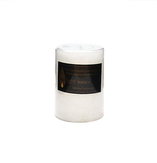 Basic pillar candle Coconut scented 7 x 10cm smooth classic finish  All Seasons Homeware.
