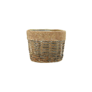 Cement Planter - Wicker Pattern Beige Extra Small - 11.5x9cm