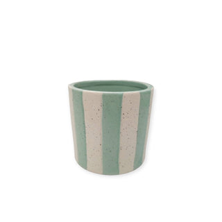 Vase with Stripes - Light Blue & White Stripes - 10.5x10.5x10cm