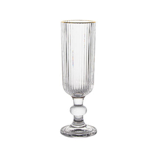 Glass Champagne with Gold Rim Clear - 18x6cm