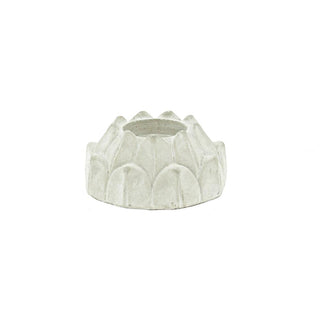 Cement candle holder lotus design 9 x 5cm rustic cement finish  All Seasons Homeware.