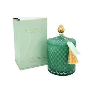 Soy Jar Candle - Diamond Pattern - Jasmine Tea Green - 450g