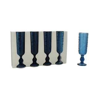 Glass Champagne - Set of 4 - Blue - 6x20cm