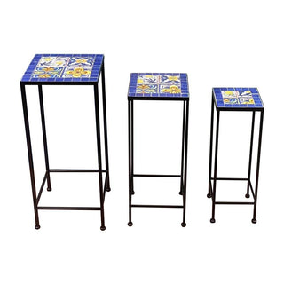 Mosaic Planter Stand Square - Set of 3 - 28x68cm & 23x59cm & 18x51cm