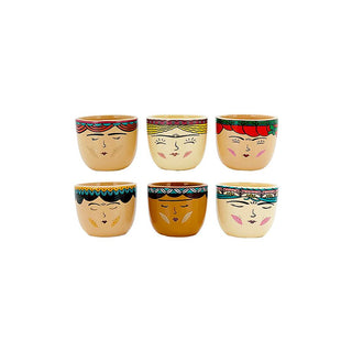Pot - Face Pattern - Mixed 6 Pattern - 8.5x7cm