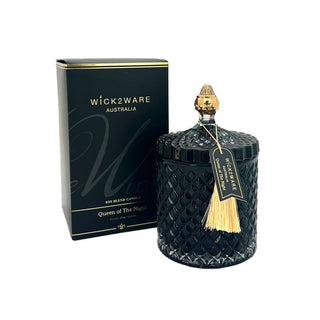 Soy Jar Candle - Diamond Pattern - Queen of Night Black - 450g