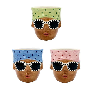 Pot - Girl with Sunglasses - 3 Mixed - 14.2x14x14cm