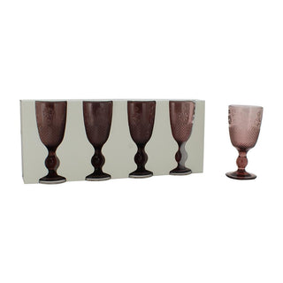 Glass Wine - Set of 4 - Purple - 8x16.5cm