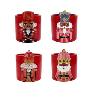Pot - Nutcracker - 4 Mixed - Red - 12.2x12.2x13cm