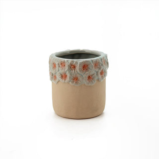 Pot - Blue Flower Deco - 9.5x9.5x9cm
