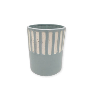 Pot with Stripes Light Blue - 12.4x12.4x15.2cm