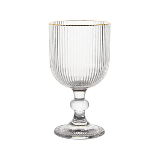 Glass Wine with Stripe with Golden Rim Clear - 16x8.8cm